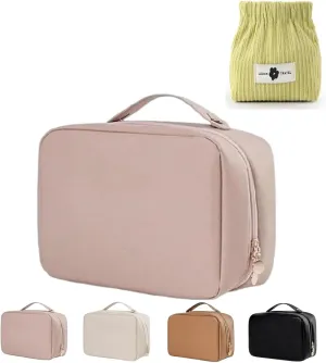 Setpatient Multi-Compartment Toiletry Cosmetics Bag, Set Patient Travel Makeup Bag, set patient cosmetic bag, set patient makeup bag, Multi-Compartment Toiletry Cosmetics Bag(Pink)