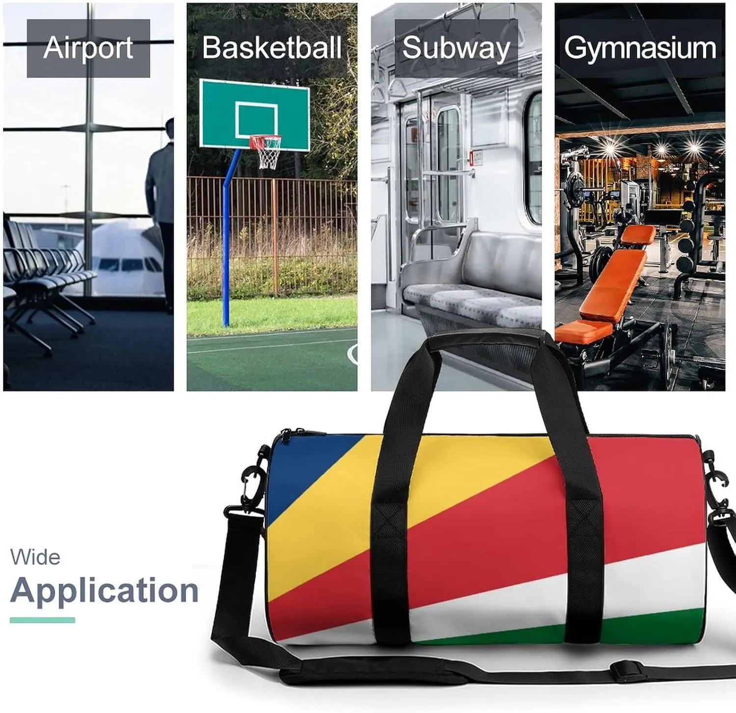 Seychelles Flag Large Capacity Gym Bag for Women Men with Wet Pocket Travel Duffel