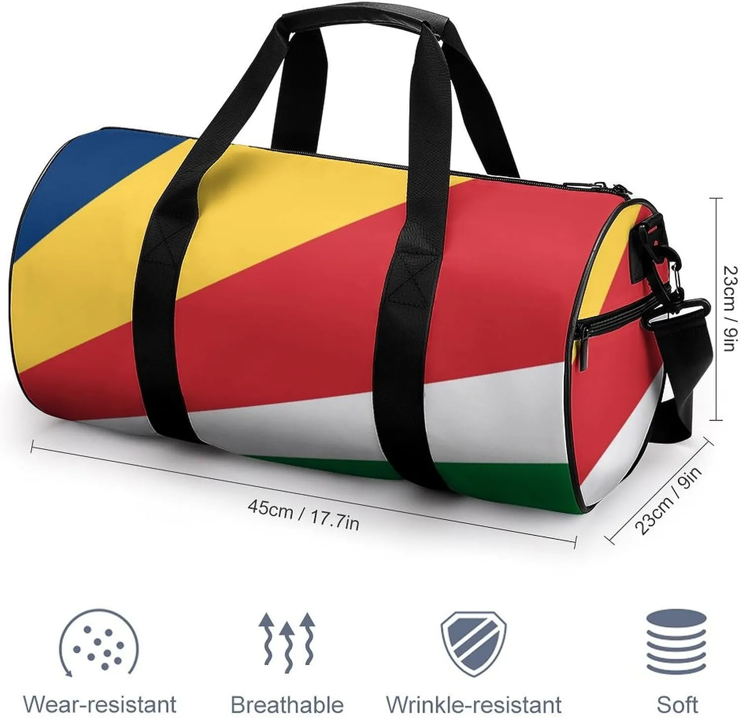 Seychelles Flag Large Capacity Gym Bag for Women Men with Wet Pocket Travel Duffel