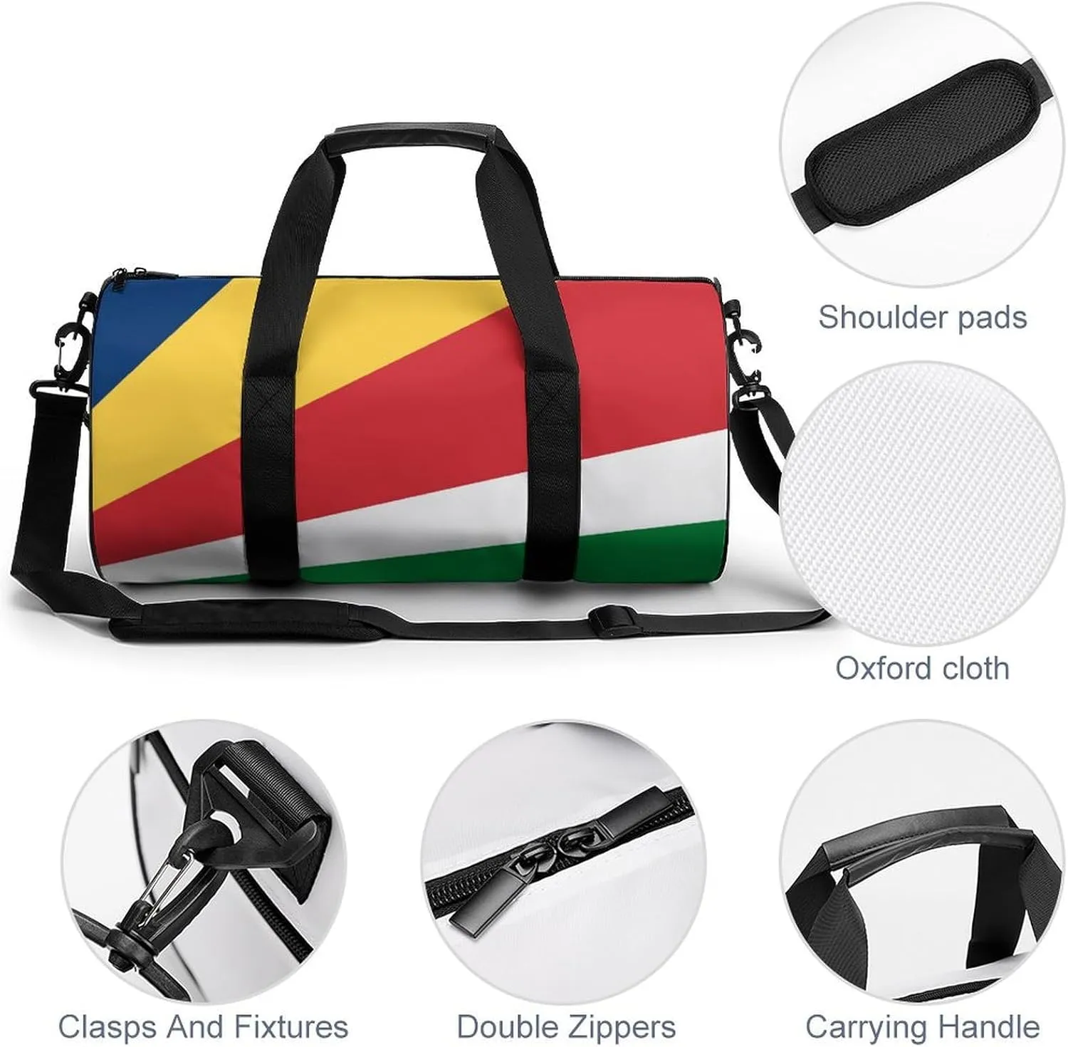 Seychelles Flag Large Capacity Gym Bag for Women Men with Wet Pocket Travel Duffel