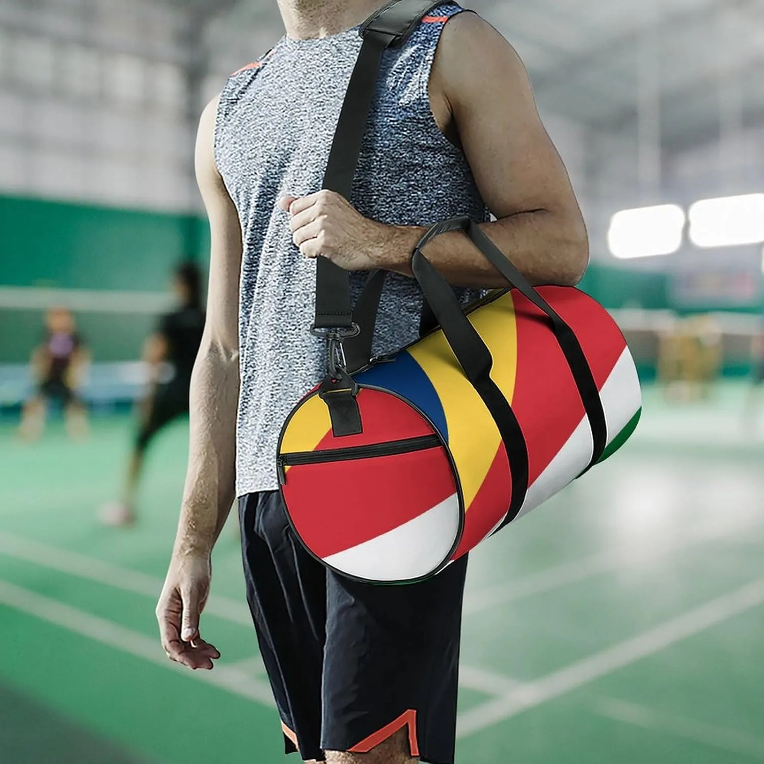 Seychelles Flag Large Capacity Gym Bag for Women Men with Wet Pocket Travel Duffel