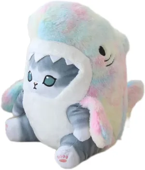 Shark Cat Plush Toy, Cute Fried Shrimp Shark Stuffed Animals Doll, Kawaii Shark Cat Plush Pillow Toy Birthday for Kids Boys Girls (12inch, Tie Dye)