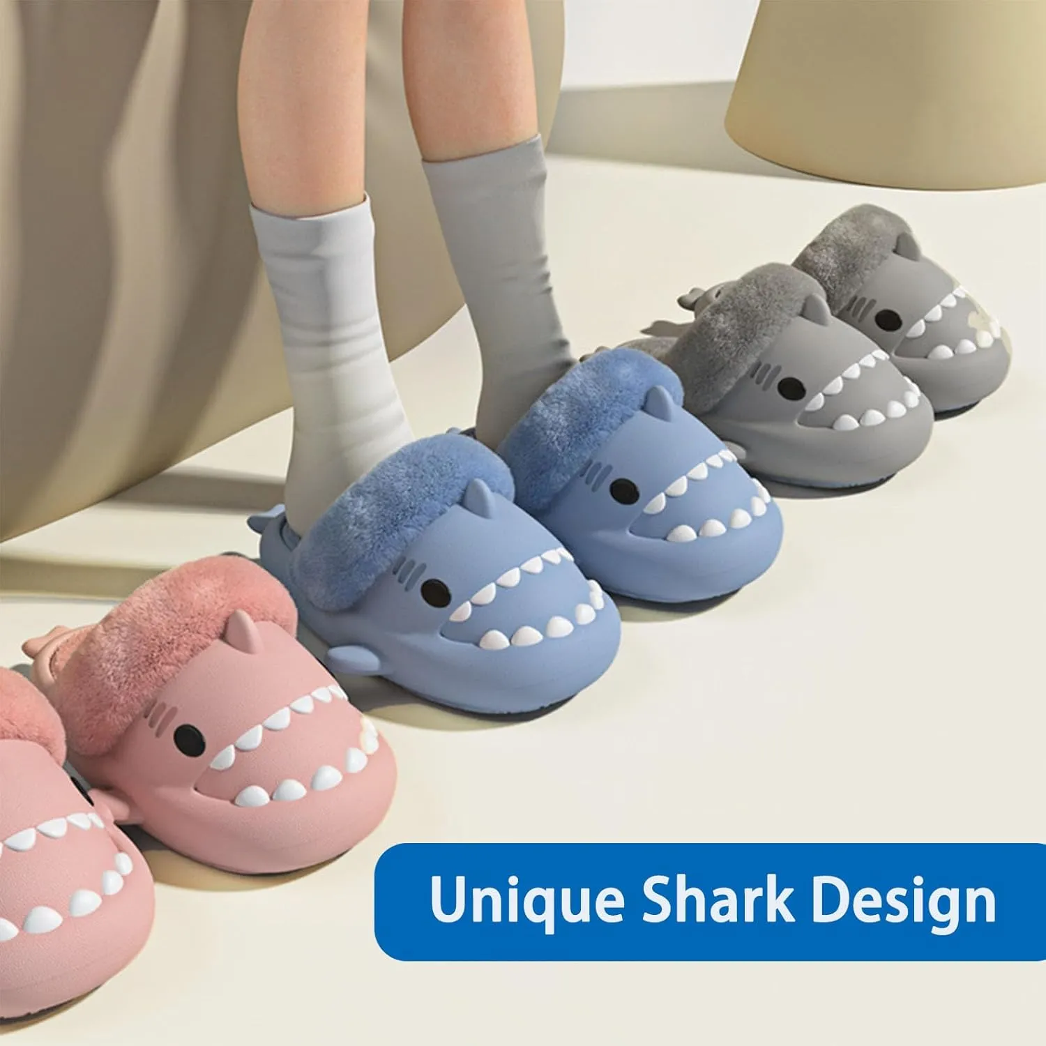 Sharklas Originals Winter, Sharklas Originales Kids Polares, Shark Slippers Removable Plush Lining, Comfy Waterproof Slides
