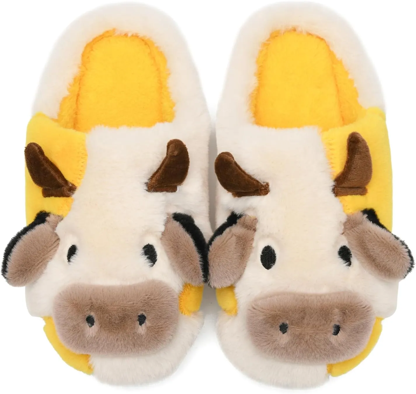 sharllen Fuzzy Cow Slippers for Kids Cute Fluffy Cow Kids House Slippers Toddler Girls Boys Animal Cartoon House Shoes for Indoor Outdoor