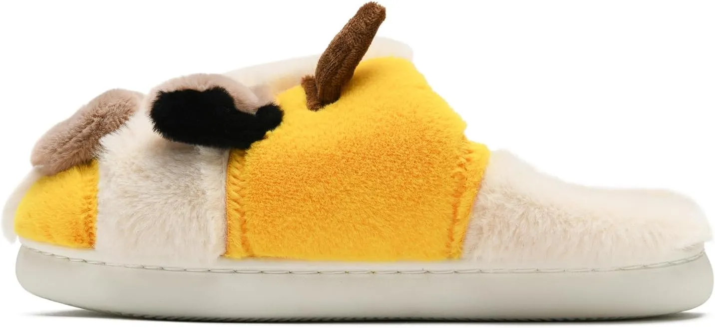 sharllen Fuzzy Cow Slippers for Kids Cute Fluffy Cow Kids House Slippers Toddler Girls Boys Animal Cartoon House Shoes for Indoor Outdoor