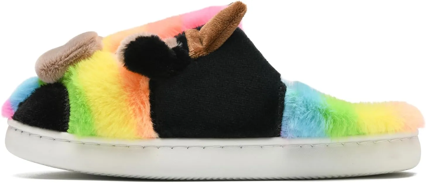sharllen Fuzzy Cow Slippers for Kids Cute Fluffy Cow Kids House Slippers Toddler Girls Boys Animal Cartoon House Shoes for Indoor Outdoor