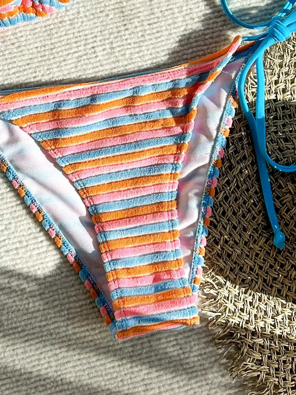 SHENHE Women's 2 Piece Swimsuit Floral Print Halter Tie Side Triangle Bikini Set