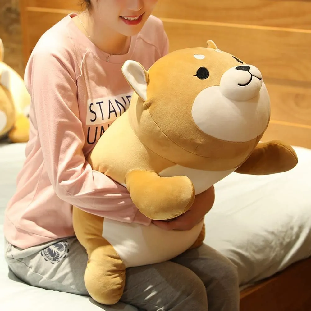 Shiba Inu Plush Pillow,Soft Corgi Stuffed Animals Toy Cute Sleeping Puppy Doll Gifts for Kids (Round Eyes, 19.6 inch)