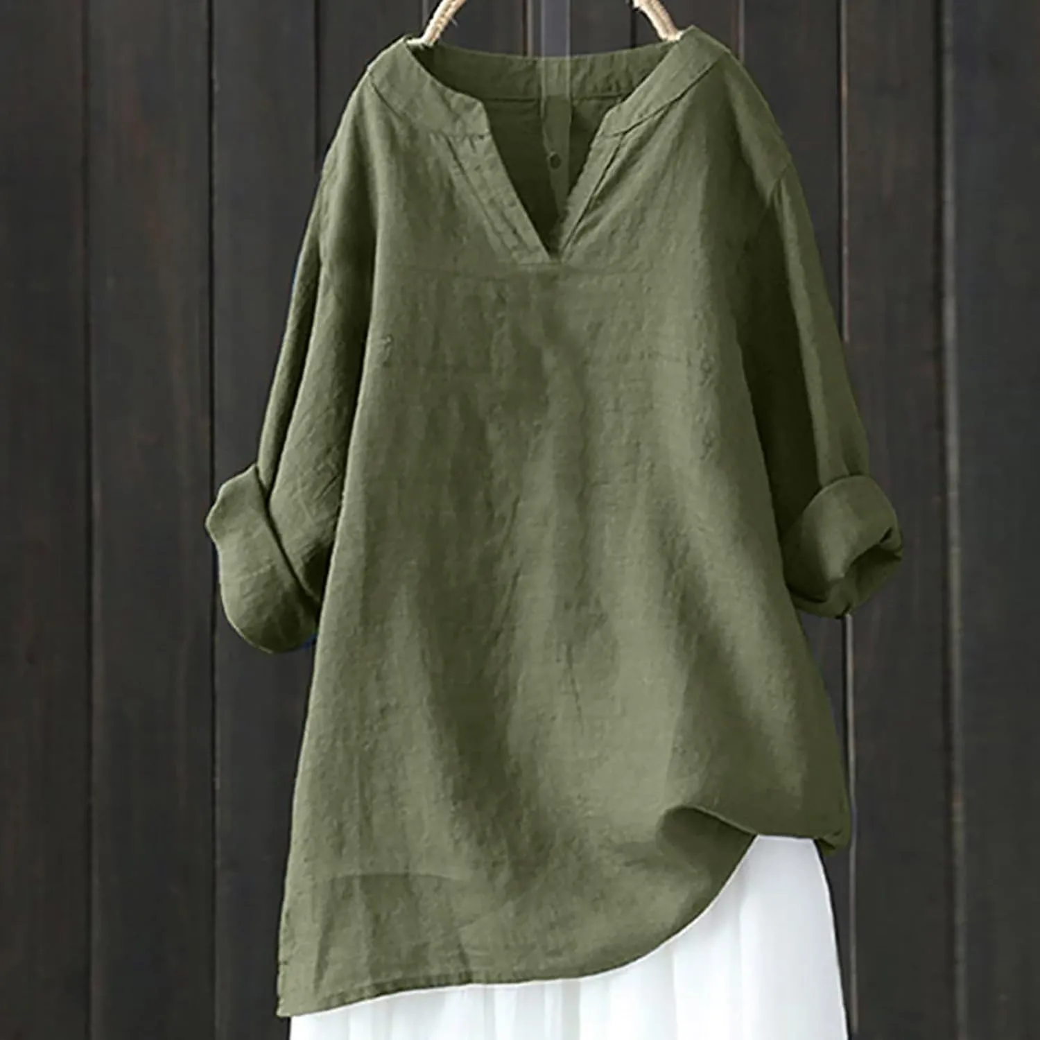 Shirts for Women Stand Up Collar Button Cotton Long Sleeved Shirt Blouse Shopping Online Rodeo Outfit for Women