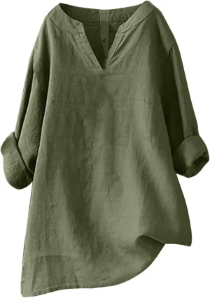 Shirts for Women Stand Up Collar Button Cotton Long Sleeved Shirt Blouse Shopping Online Rodeo Outfit for Women