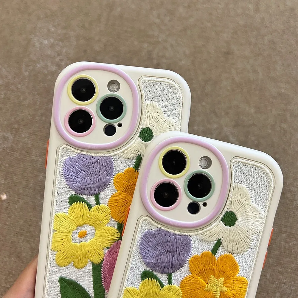 Shockproof Camera Protective Embroidery iPhone Case