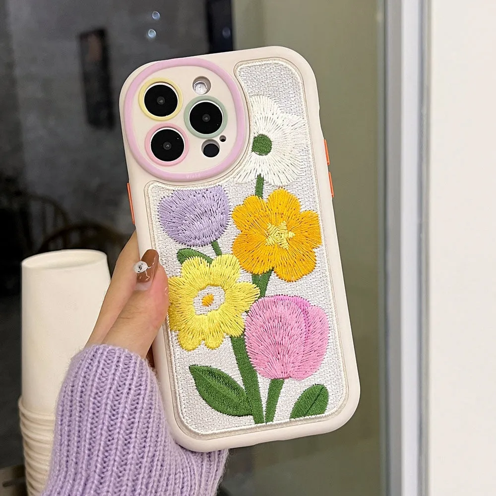 Shockproof Camera Protective Embroidery iPhone Case