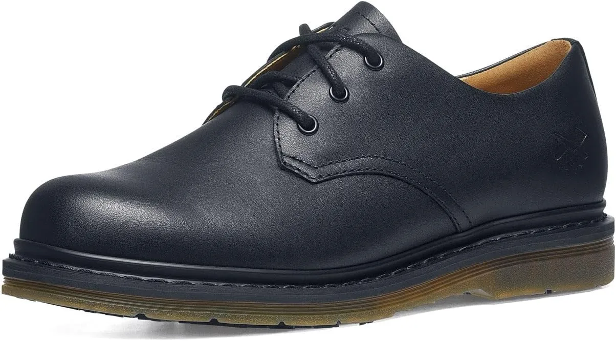 Shoes for Crews Minetta Mens Womens Unisex Non Slip Dress Work Shoes - Work & Safety Footwear, Water Resistant, Lace-up, Oxford Shoes, Wide, M7.5/W9 Black