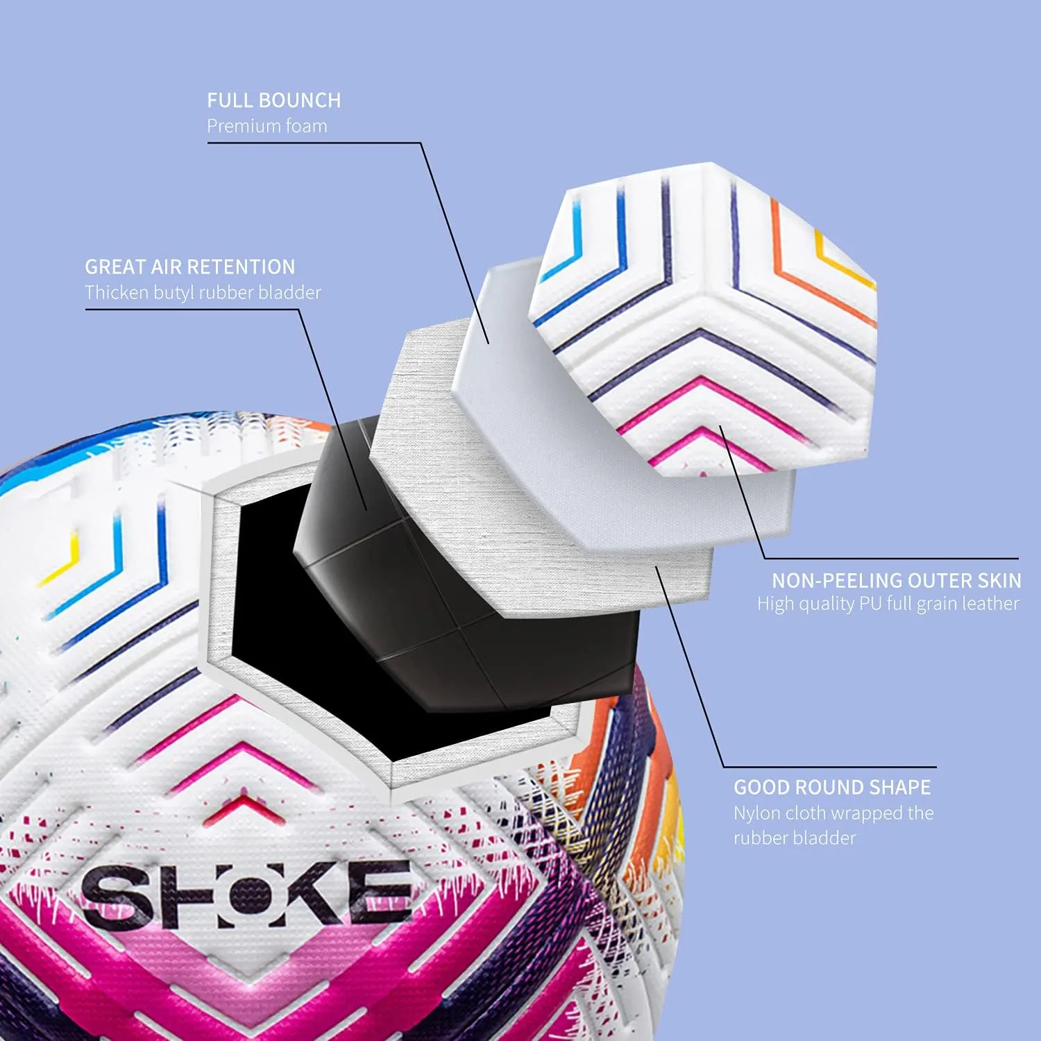 SHOKE Soccer Balls Future Mechanical Design Extreme Series Composite Game Ball Soccer Ball Sizes 5 Training Football in Multiple Colors