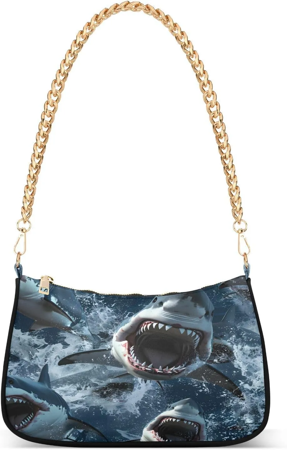 Shoulder Bags for Women Fierce Sharks Charging Towards The Camera Hobo Tote Handbag Small Clutch Purse with Zipper Closure