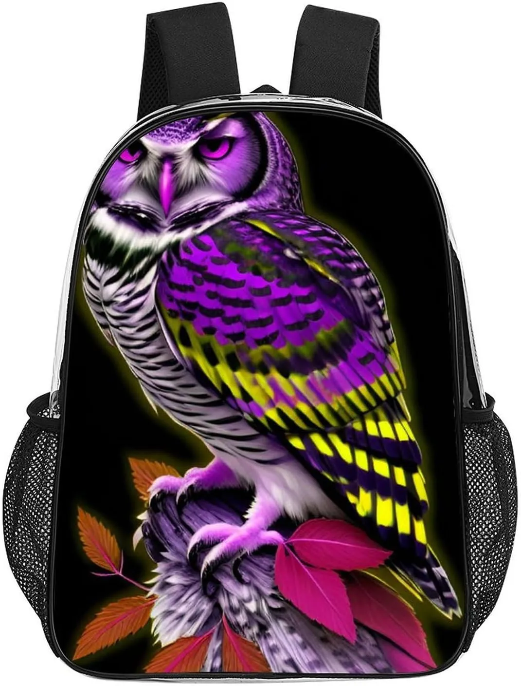 Shoulder Book Bags Anti-Theft Multipurpose Big Capacity Bookbag - Owl Marijuanaweed Art Travel Hiking Backpack Transparent Bag