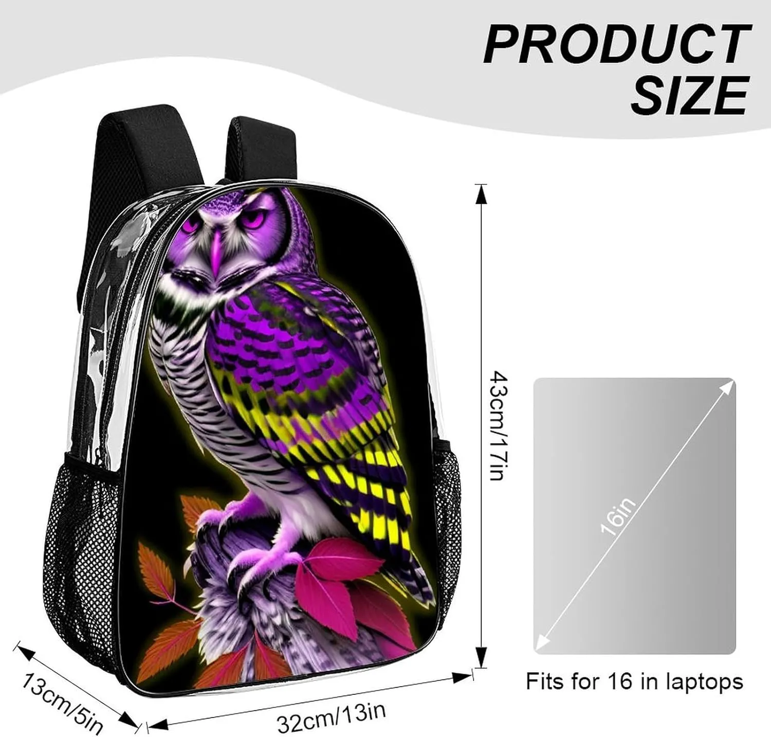 Shoulder Book Bags Anti-Theft Multipurpose Big Capacity Bookbag - Owl Marijuanaweed Art Travel Hiking Backpack Transparent Bag