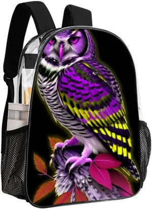 Shoulder Book Bags Anti-Theft Multipurpose Big Capacity Bookbag - Owl Marijuanaweed Art Travel Hiking Backpack Transparent Bag