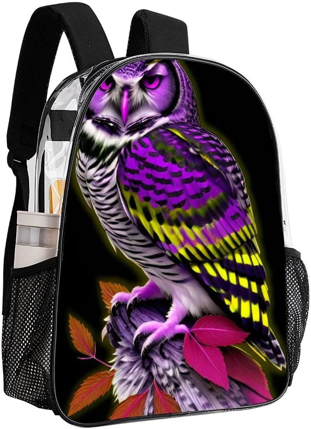 Shoulder Book Bags Anti-Theft Multipurpose Big Capacity Bookbag - Owl Marijuanaweed Art Travel Hiking Backpack Transparent Bag