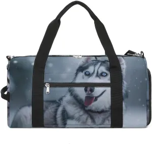 Siberian Huskies on Snow Gym Bag for Men Women Lightweight Duffel Bag Sports Workout Bag for Travel Yoga