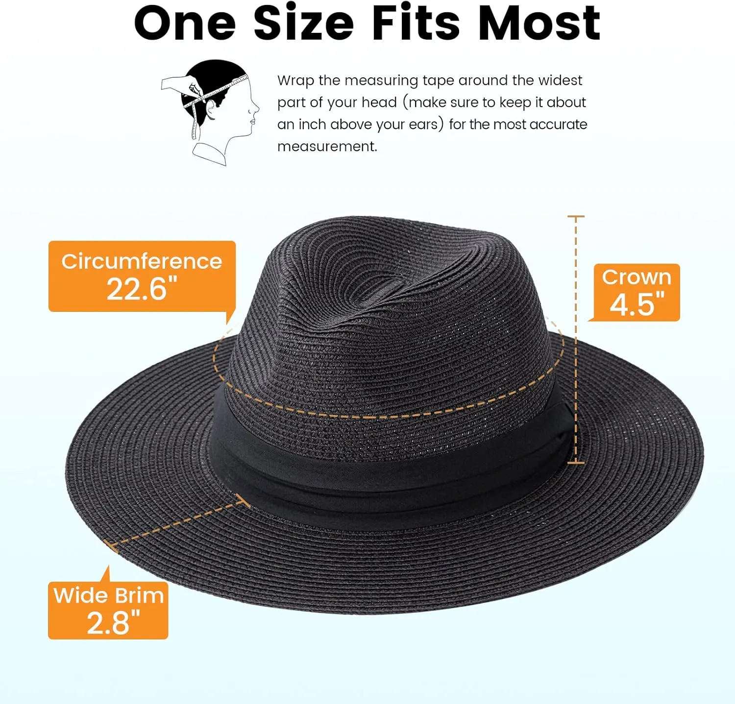 Simplicity Mens Women's Wide Brim Straw Panama Sun Hat