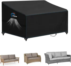 SIRUITON 3-Seat Heavy Duty Garden Patio Sofa/Loveseat/Bench Cover,420D Waterproof Outdoor Sofa Cover, Lawn Patio Furniture Covers Black, 60" W x 42" D x 30" H
