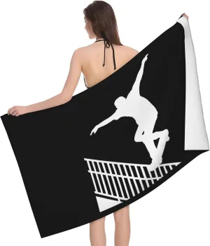 Skateboarding Skater Beach Towel Absorbent Bathroom Towels Microfiber Beach Towels Oversized Super ​32x52 Inch
