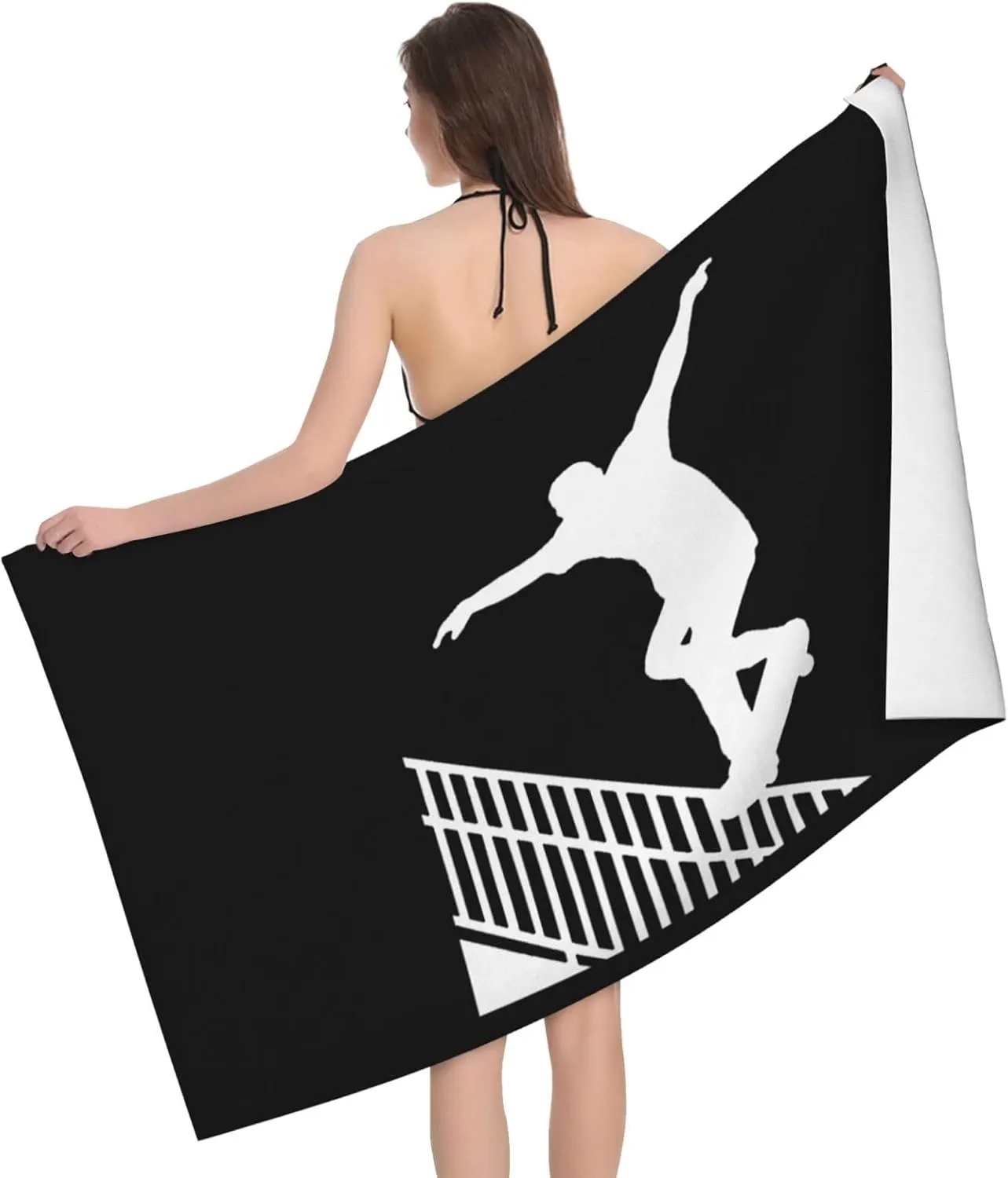 Skateboarding Skater Beach Towel Absorbent Bathroom Towels Microfiber Beach Towels Oversized Super ​32x52 Inch