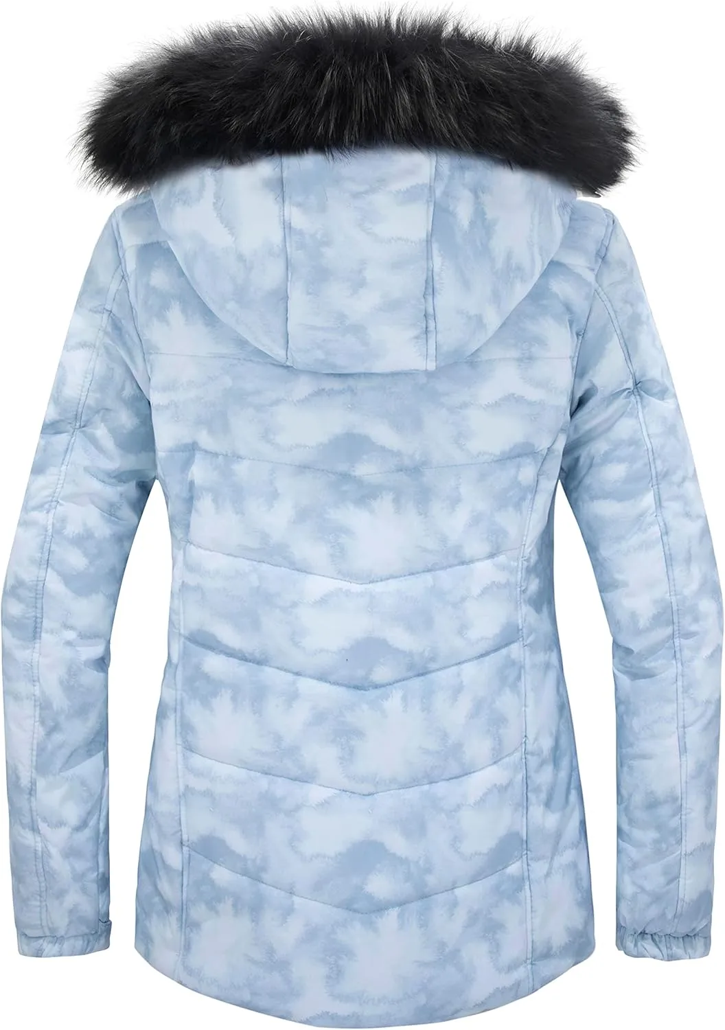 Skieer Women's Waterproof Ski Jacket Warm Puffer Jacket Thick Hooded Winter Coat