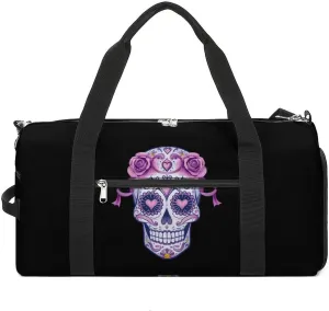 Skull Breast Cancer Awareness Ribbon Gym Bag for Men Women Lightweight Duffel Bag Sports Workout Bag for Travel Yoga