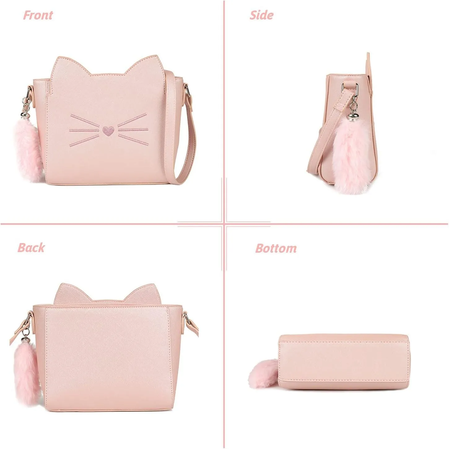 Small Crossbody Purses for Teen Girls,Cute Cat Girl Purse with Pendant PU Leather Shoulder Bags and Cross Body Handbags