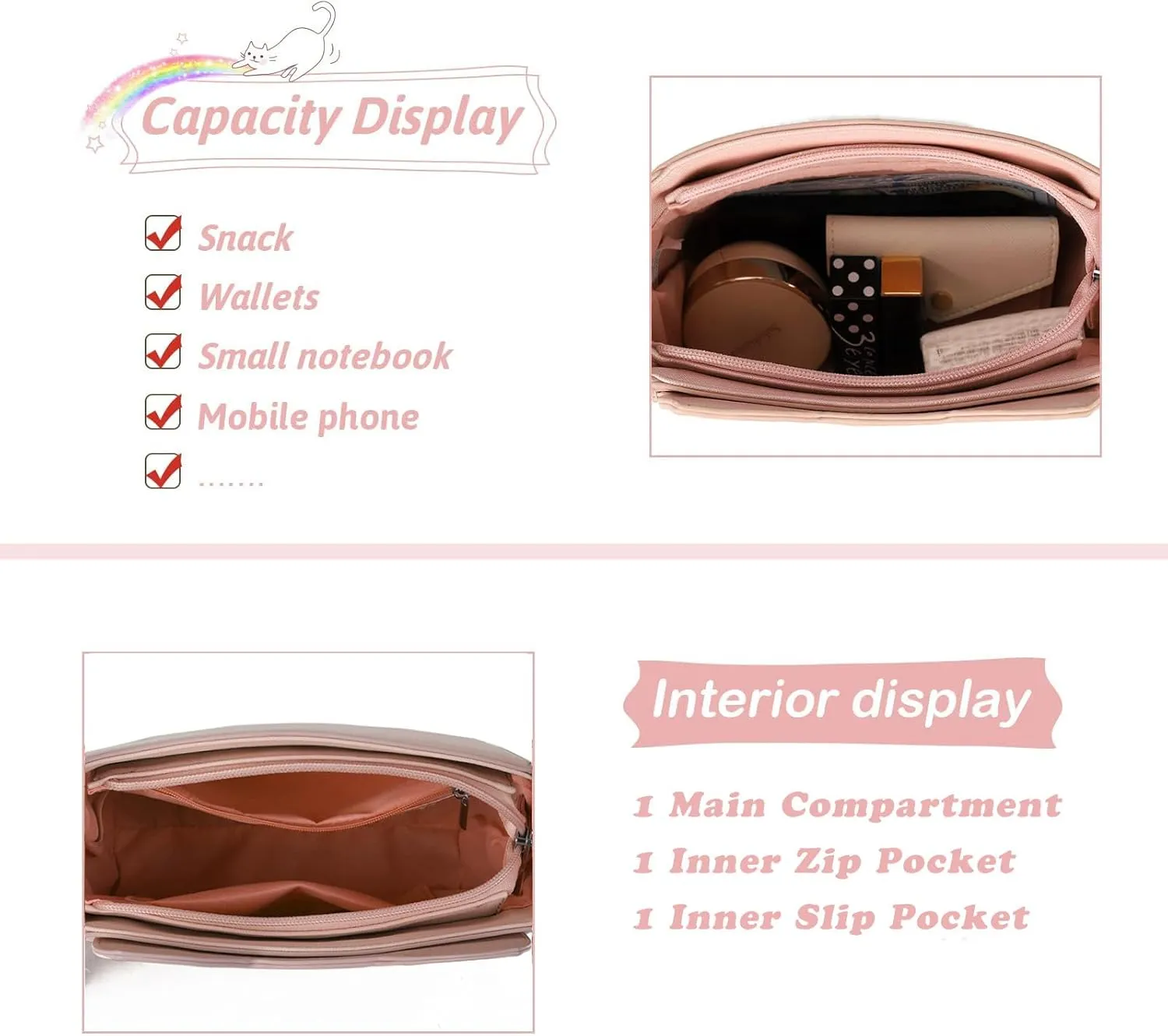Small Crossbody Purses for Teen Girls,Cute Cat Girl Purse with Pendant PU Leather Shoulder Bags and Cross Body Handbags
