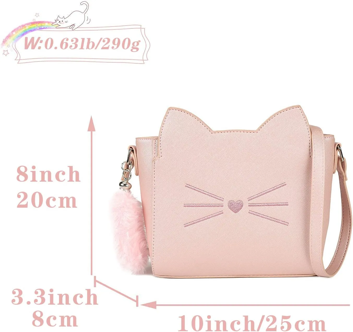 Small Crossbody Purses for Teen Girls,Cute Cat Girl Purse with Pendant PU Leather Shoulder Bags and Cross Body Handbags