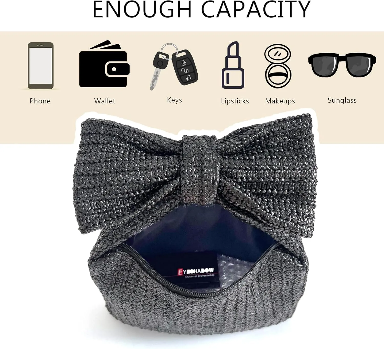 Small Straw Cluth for women,Trendy Cute Summer Woven With Bow Women Purse Handbag Wallet For Beach Vacation Party