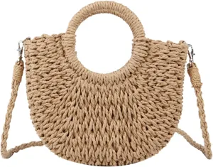 Small Straw Purses Beach Woven Tote Bags for Women Summer Rattan Crossbody Bags Top Handle Handbags