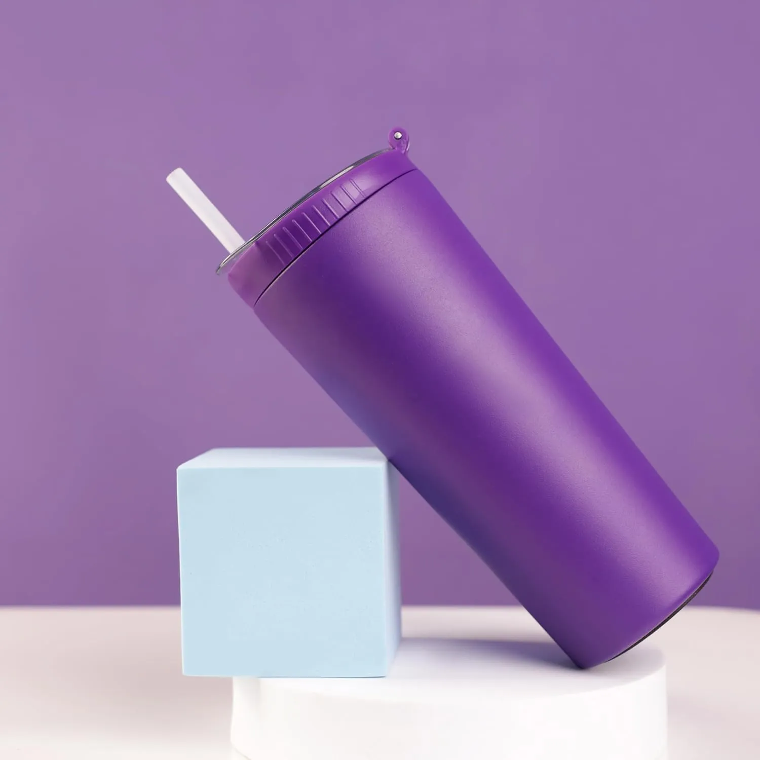 Snack tumbler with lid and straw, stainless steel insulated 2-in-1 travel coffee mug, water bottle with snack cup (Modena, 22, ounces)