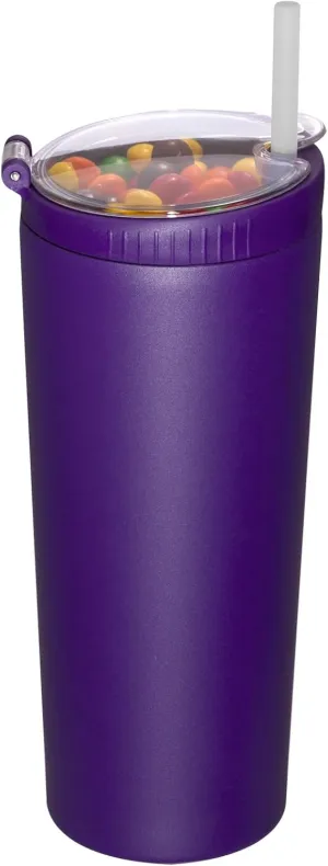 Snack tumbler with lid and straw, stainless steel insulated 2-in-1 travel coffee mug, water bottle with snack cup (Modena, 22, ounces)