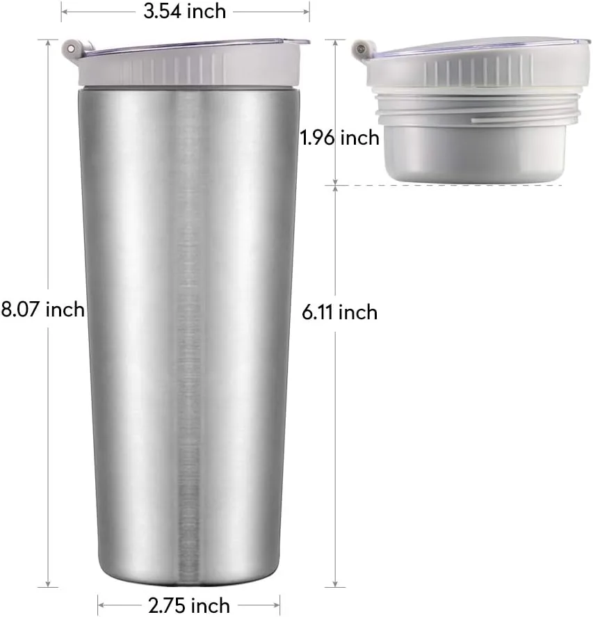 Snack tumbler with lid and straw, stainless steel insulated 2-in-1 travel coffee mug, water bottle with snack cup (Modena, 22, ounces)