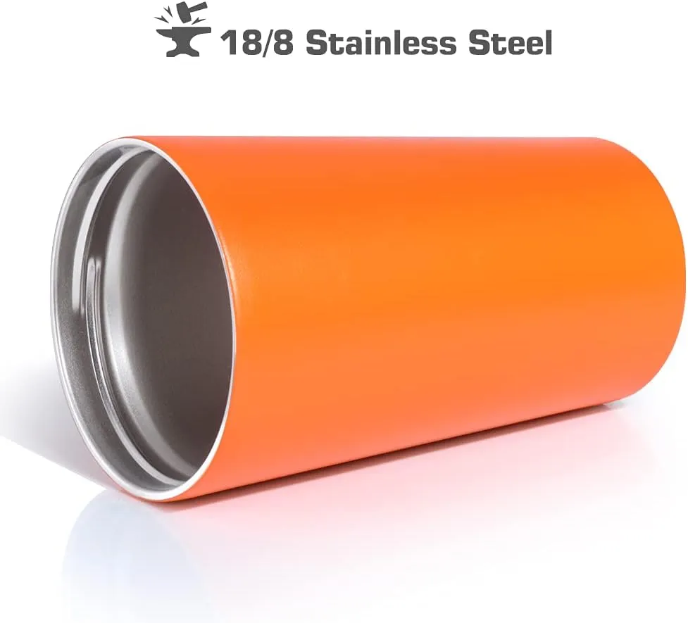 Snack tumbler with lid and straw, stainless steel insulated 2-in-1 travel coffee mug, water bottle with snack cup (Orange, 16 OZ)