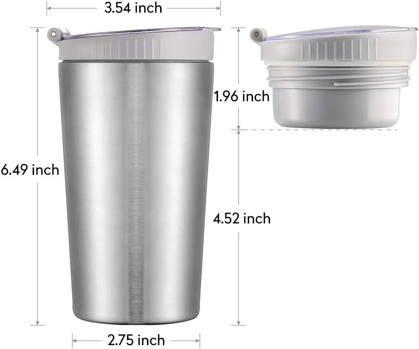 Snack tumbler with lid and straw, stainless steel insulated 2-in-1 travel coffee mug, water bottle with snack cup (Orange, 16 OZ)