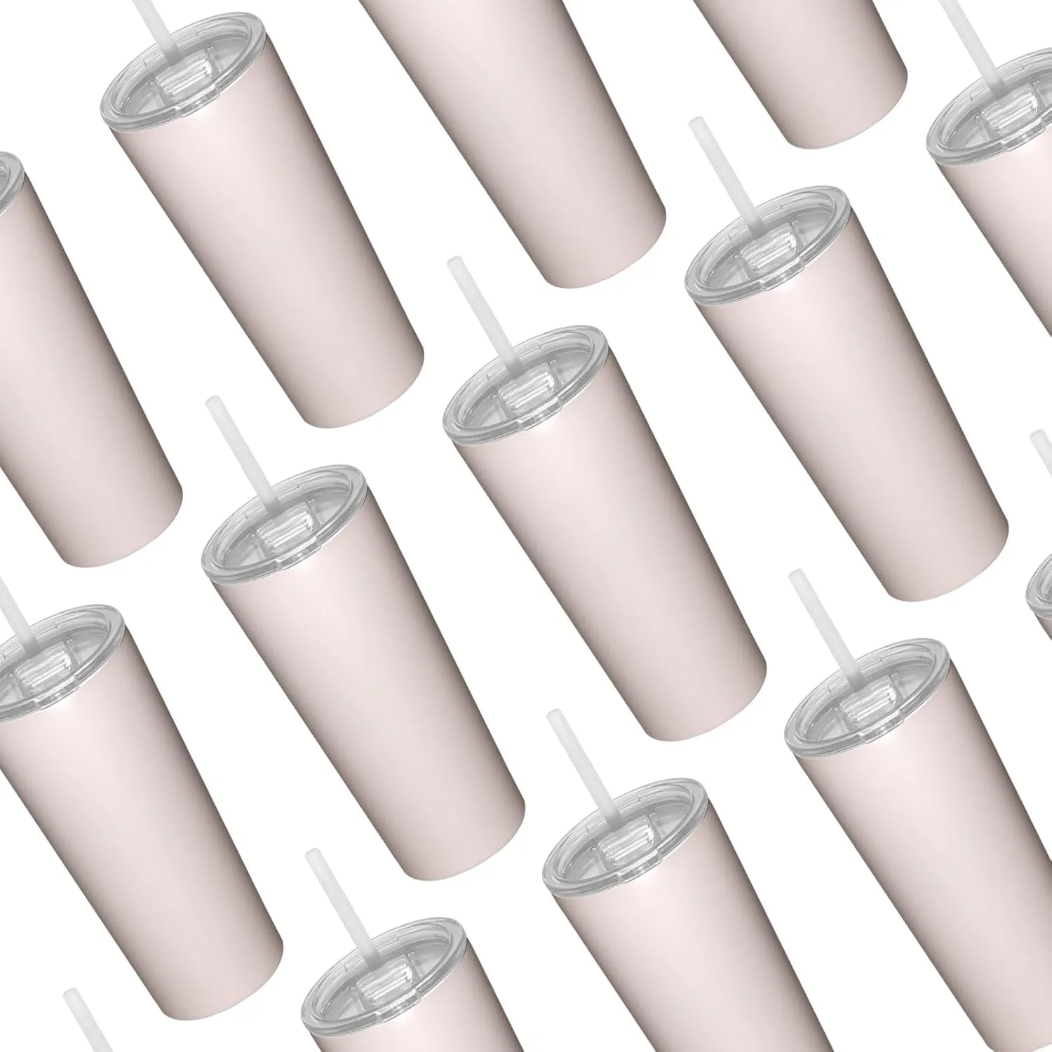 Snack tumbler with lid and straw, stainless steel insulated 2-in-1 travel coffee mug, water bottle with snack cup (Pink Beige, 22, ounces)