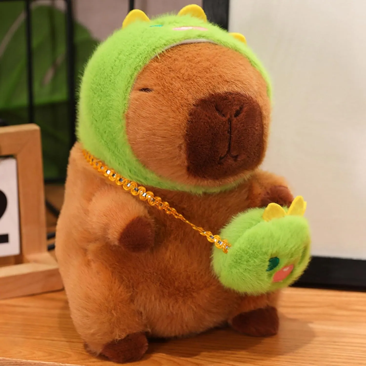 Soft Capybara Stuffed Animals Capybara Plush Toys Plushies with Dinosaur Hat and Bag Cuddly Doll Gift for Kids and Lovers