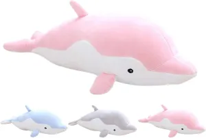 Soft Dolphin Plush Hugging Pillow - Cute Stuffed Animal Plushie for Kids, Perfect for Birthdays, Valentine's, Christmas...
