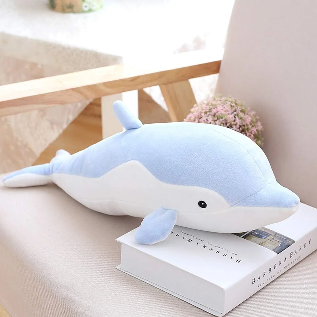 Soft Dolphin Plush Hugging Pillow - Cute Stuffed Animal Plushie for Kids, Perfect for Birthdays, Valentine's, Christmas...