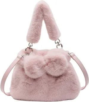 Soft Plush Shoulder Bag for Women Fluffy Handbag Cute Fuzzy Crossbody Bag Furry Top Handle Bag Elegant Satchel Bag