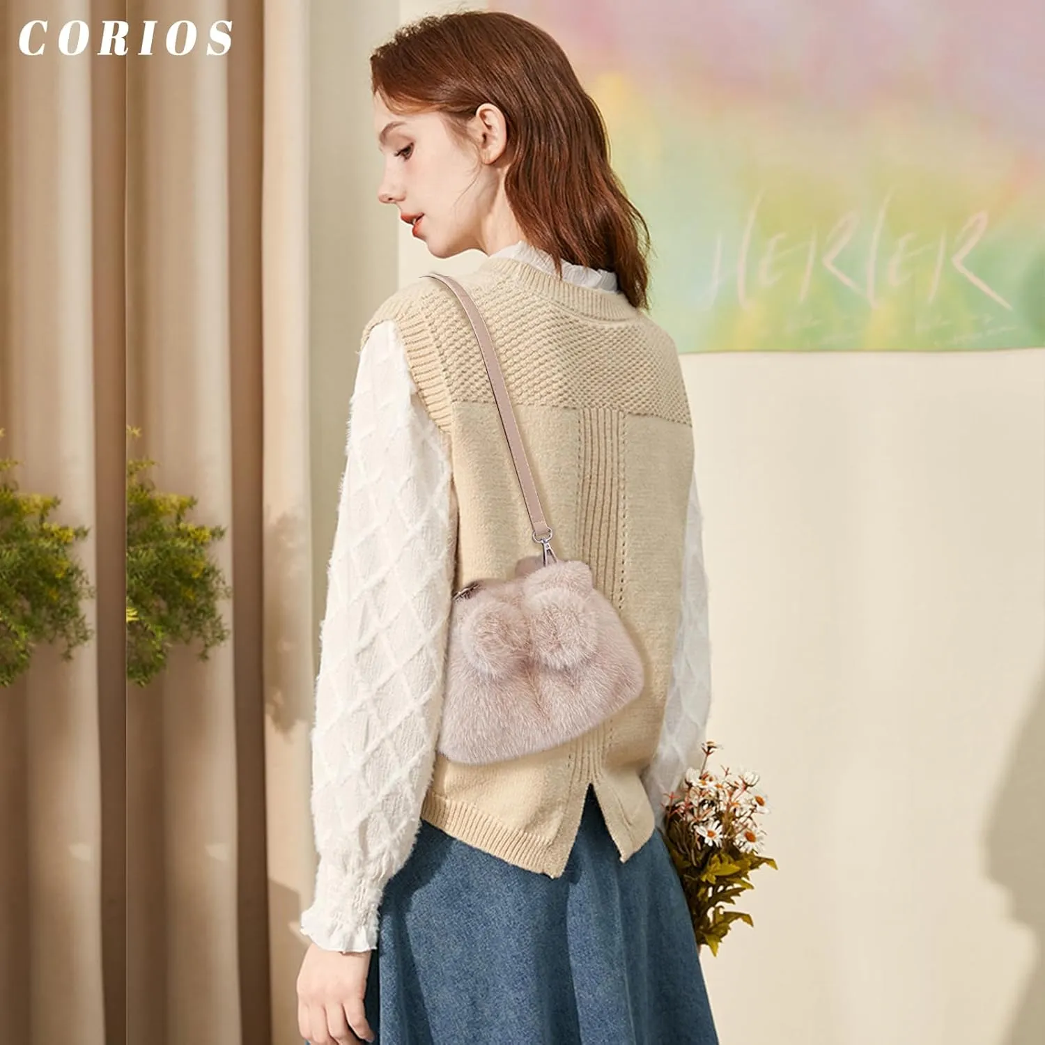 Soft Plush Shoulder Bag for Women Fluffy Handbag Cute Fuzzy Crossbody Bag Furry Top Handle Bag Elegant Satchel Bag