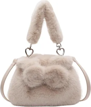 Soft Plush Shoulder Bag for Women Fluffy Handbag Cute Fuzzy Crossbody Bag Furry Top Handle Bag Elegant Satchel Bag