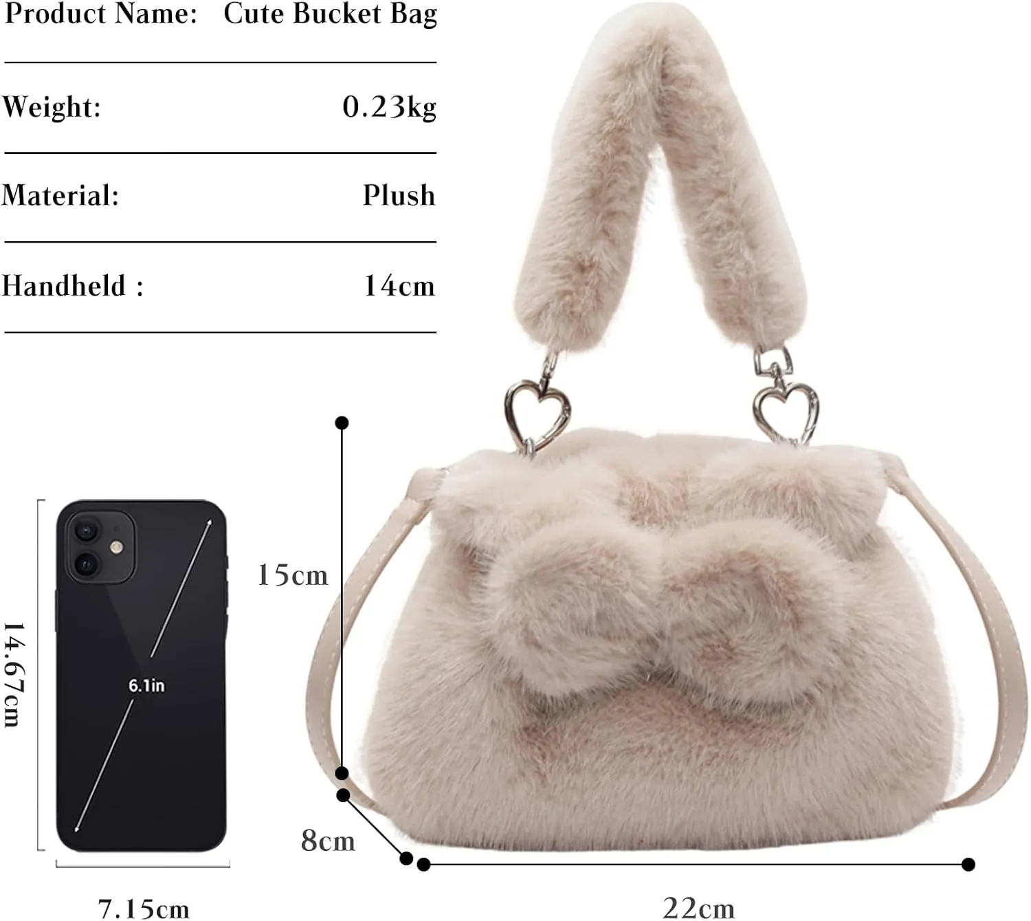Soft Plush Shoulder Bag for Women Fluffy Handbag Cute Fuzzy Crossbody Bag Furry Top Handle Bag Elegant Satchel Bag