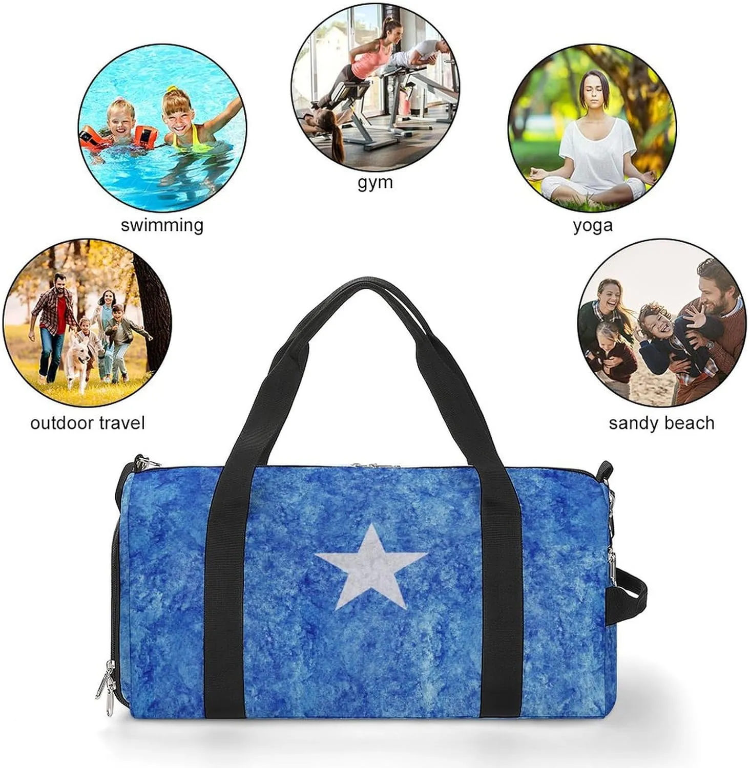 Somalia Flag Textured Sports Duffel with Shoe Compartment and Wet Pocket for Travel Gym