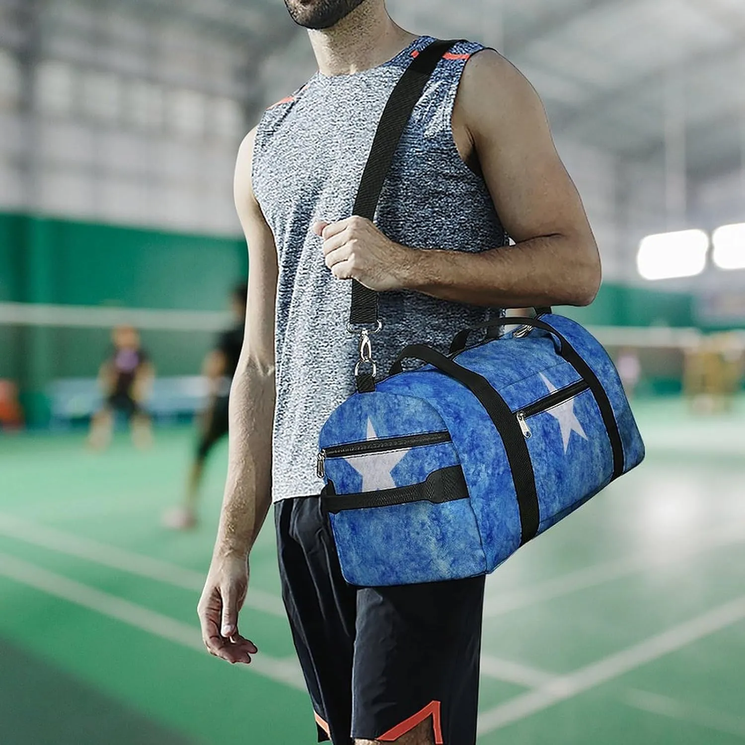 Somalia Flag Textured Sports Duffel with Shoe Compartment and Wet Pocket for Travel Gym